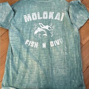 Vintage Molokai Destination Design Green Fish T-Shirt